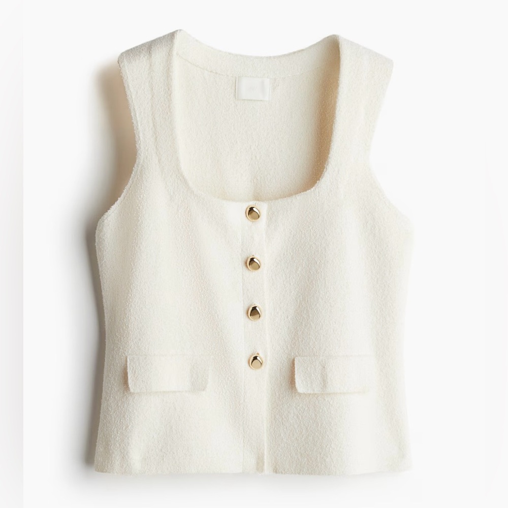 NWT H&M Cream Button-Front Blouse - Picture 3 of 7